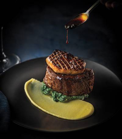 Filet Rossini with creamed spinach and seared foie gras