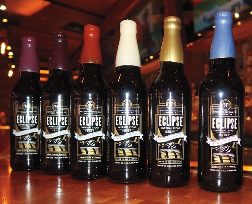 A selection of Fifty-Fifty imperial stouts is just part of the great beer lineup at Holsteins at The Cosmopolitan.
