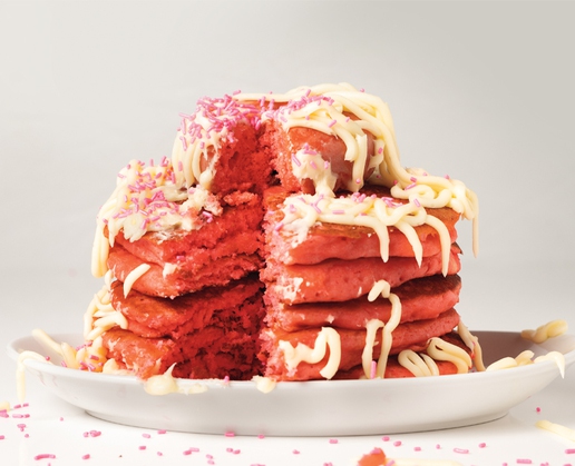 Pretty in Pink pancakes at Bagelmania in Las Vegas
