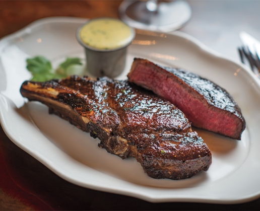 The dry-aged bone-in ribeye at Bavette’s Steakhouse & Bar at Park MGM in Las Vegas
