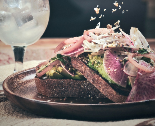 Avocado toast at Kassi Beach House at Virgin Hotels Las Vegas
