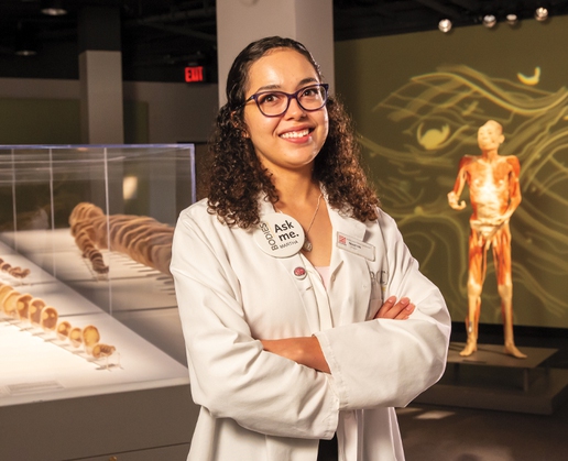 Martha Montes is a medical docent at Bodies … The Exhibition at Luxor in Las Vegas
