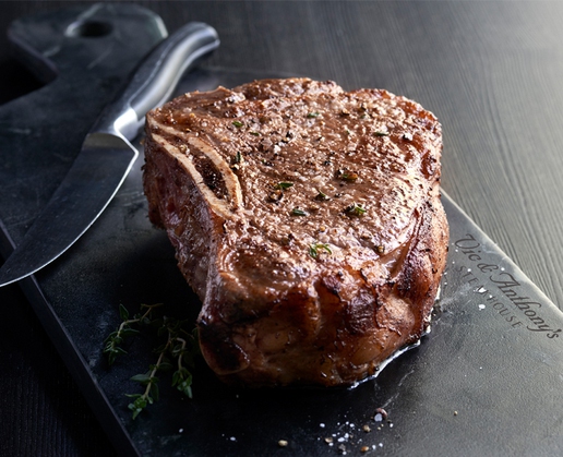 The bone-in ribeye at Vic & Anthony’s Steakhouse at the Golden Nugget in Las Vegas