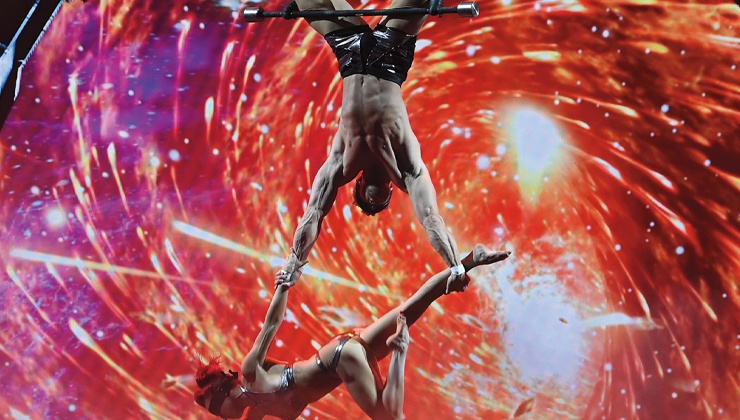 The performers in this Strip show feature a wide range of skills.