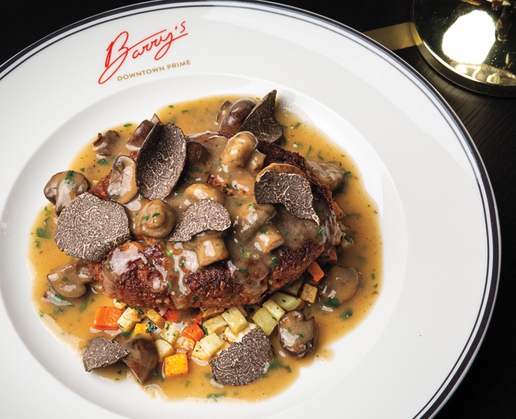 Truffle vegan meatloaf with potatoes and truffle gravy at Barry’s Downtown Prime at Circa Resort & Casino in Las Vegas
