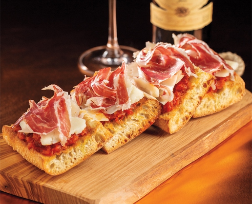 Pan con tomate with jamon and Manchego at Bar Zazu at Resorts World Las Vegas
