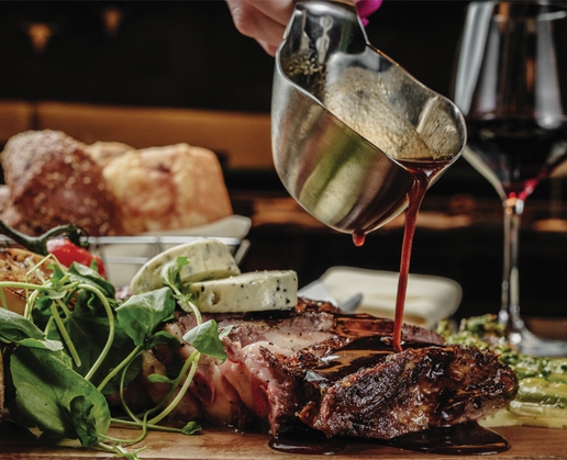 The Creekstone Farms tomahawk for two at Twin Creeks Steakhouse at Silverton in Las Vegas