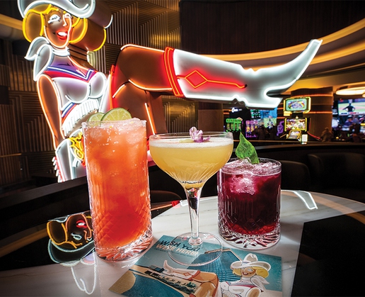 Enjoy cocktails like Pulp Friction, Wish You Were Here and Nightshade at Vegas Vickie’s at Circa Resort & Casino in Las Vegas