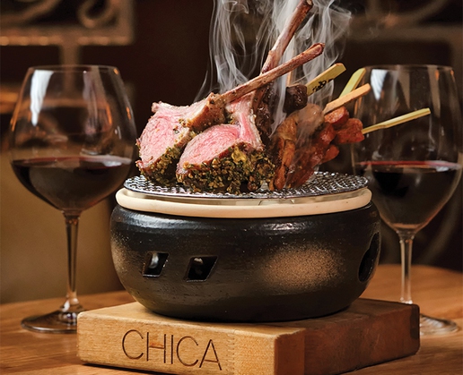 Embered anticuchos at Chica at The Venetian in Las Vegas