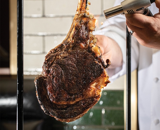 The swinging tomahawk rib-eye at Smith & Wollensky at The Grand Canal Shoppes in Las Vegas