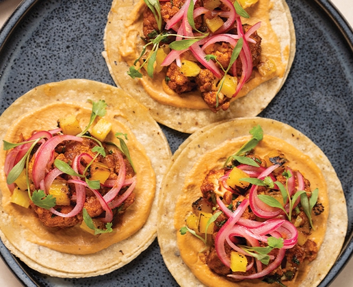 A variety of street tacos at !VIVA! at Resorts World Las Vegas