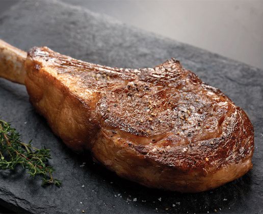 The tomahawk steak at Vic & Anthony's Steakhouse at the Golden Nugget in Las Vegas 