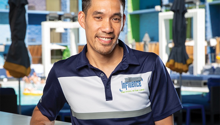 The bartender at Influence, The Pool creates a fun atmosphere.