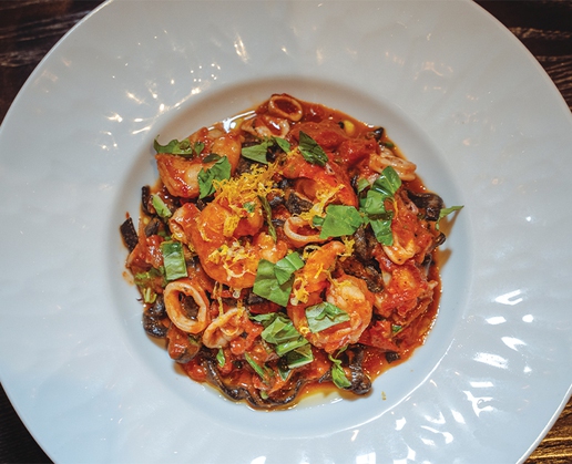 Squid ink fettuccine at Amalfi by Bobby Flay at Caesars Palace in Las Vegas