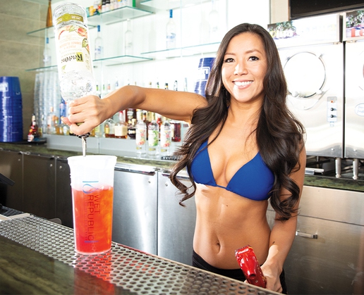Stella Cho a model bartender at Wet Republic at MGM Grand