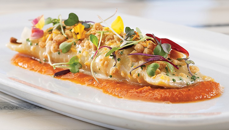 The STRAT restaurant's summer menu includes lobster, crab and Icelandic salmon.