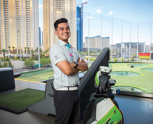 Justin Alonzo is lead instructor at Topgolf Las Vegas at MGM Grand in Las Vegas
