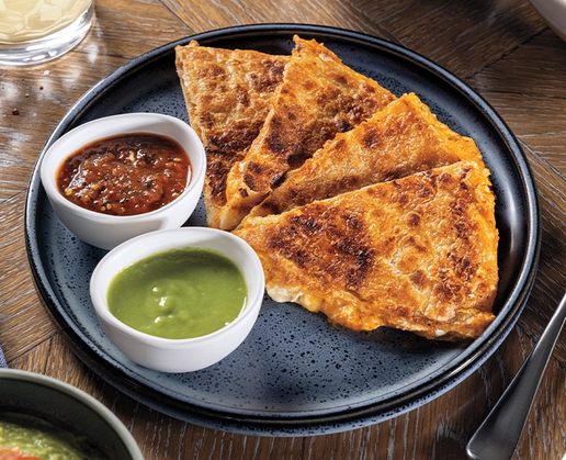 The chicken tinga quesadilla at ¡VIVA! at Resorts World Las Vegas