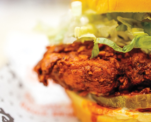 The “hot chicken” sandwich at Half Bird Chicken & Bird, which recently opened in Chinatown in Las Vegas