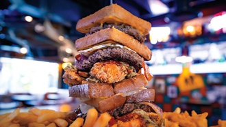 The Town Square restaurant’s Victory Lap Challenge amounts to five pounds of food!