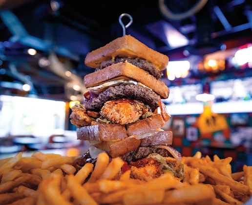 The Victory Lap food challenge at Sickie's Garage at Town Square Las Vegas weighs 5 pounds and must be eaten in one hour