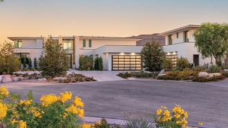 This huge, two-story estate creates an oasis away from the bustle of the city.