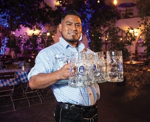 Coco Rodriguez is a beer server at Hofbräuhaus in Las Vegas