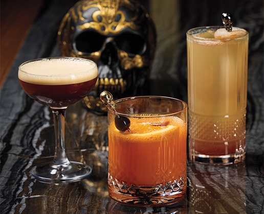 Enjoy these cocktails at bars throughout The Venetian in Las Vegas for Halloween: The El Diablo at Electra Cocktail Club, the Harvest Riot at The Dorsey, and the Pumpkin Spice Carajillo at Rosina