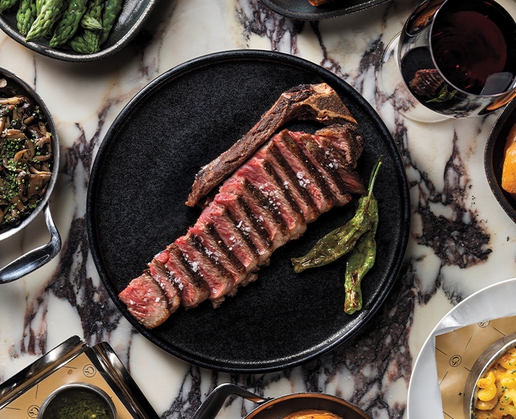 Aged Kansas City strip steak at Carversteak at Resorts World Las Vegas