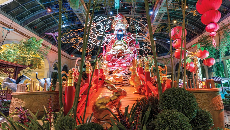 Celebrate the Year of the Rabbit with floral displays, a koi pond and topiaries.