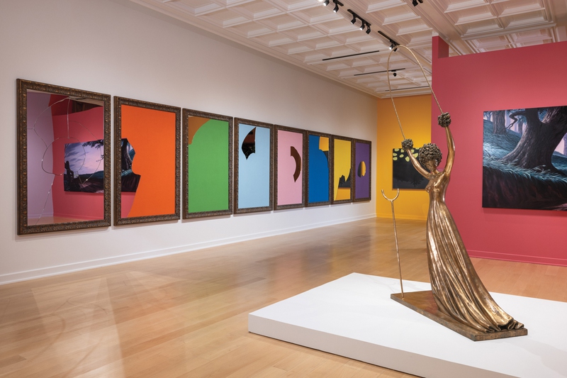 Installation View of Salvador Dalí, Michelangelo Pistoletto, Dan Colen, and Alex Katz from In Bloom, 2023, Courtesy of Bellagio Gallery of Fine Art.