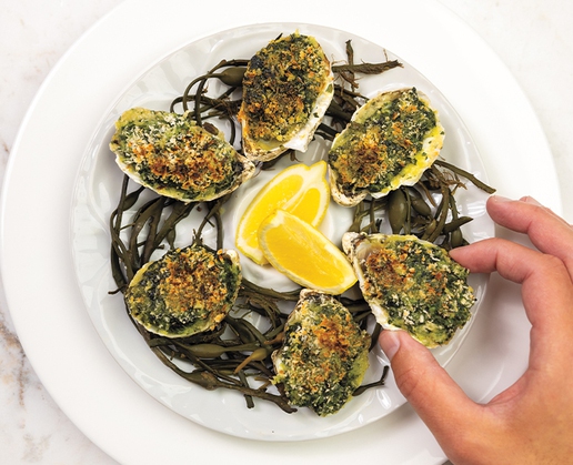 Enjoy dishes like oysters Rockefeller at The Bedford by Martha Stewart at Paris in Las Vegas