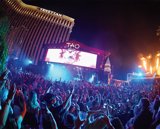 Party under the stars at Las Vegas dayclubs at night like Tao Beach Dayclub at The Venetian