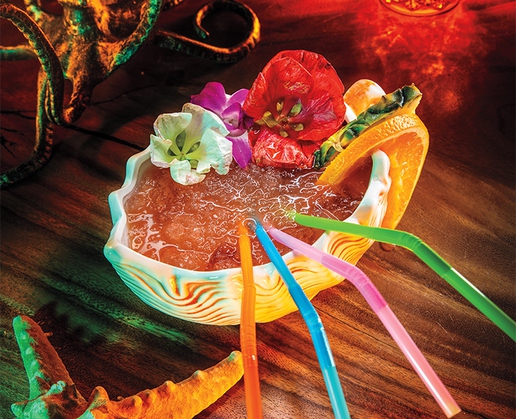 The Hurricane shared cocktail at Golden Monkey Tiki Lounge at Resorts World Las Vegas