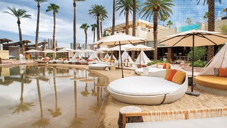 Daylife gets a relaxed vibe at the Resorts World Las Vegas' 21-and-over pool.