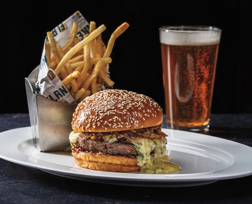 A truffle burger and fries from Flanker Kitchen & Sports Bar at Mandalay Bay in Las Vegas