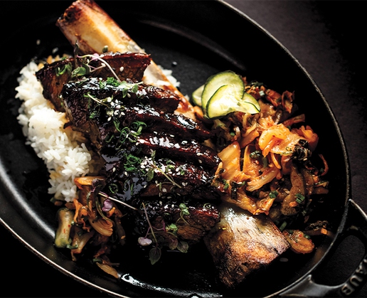 St. Louis-cut pork ribs with Korean sesame-gochujang at International Smoke at MGM Grand in Las Vegas