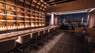 This bar and lounge at Circa Resort & Casino has an elevated cocktail program complemented ...