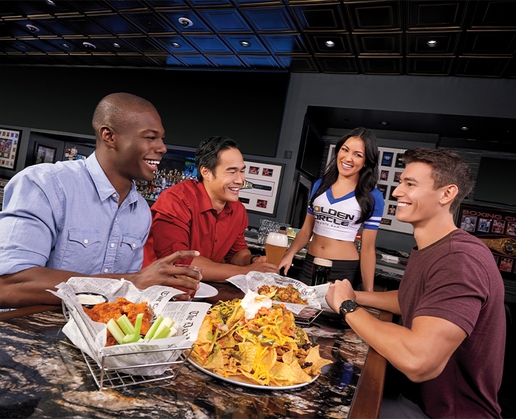 Dine and drink inside Golden Circle Sportsbook at Treasure Island in Las Vegas