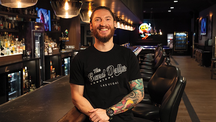 The Sand Dollar bartender has found his happy place.