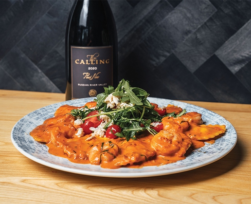 Seared shrimp ravioli at BLVD Grille at 46 S. Water St. in Henderson