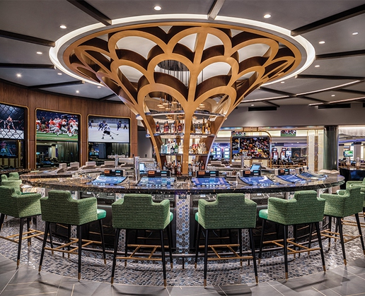 The Lounge at Horseshoe Las Vegas features comfortable seating, plenty of TVs and great cocktails