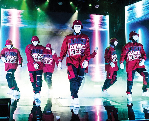 The members of Jabbawockeez perform at MGM Grand in Las Vegas