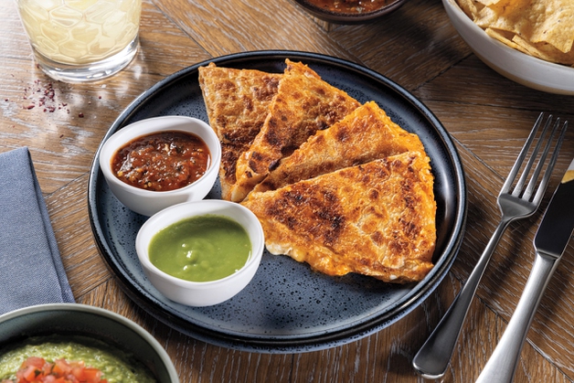 A chicken tinga quesadilla at ¡VIVA! by Ray Garcia at Resorts World Las Vegas