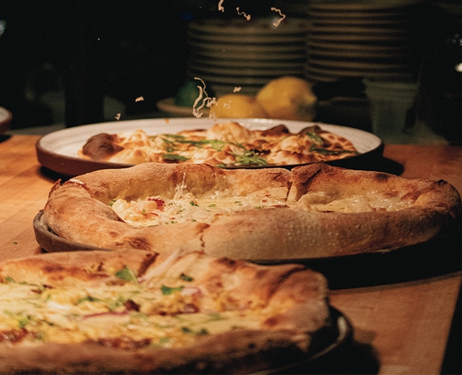 A variety of pizzas at Osteria Costa at The Mirage in Las Vegas