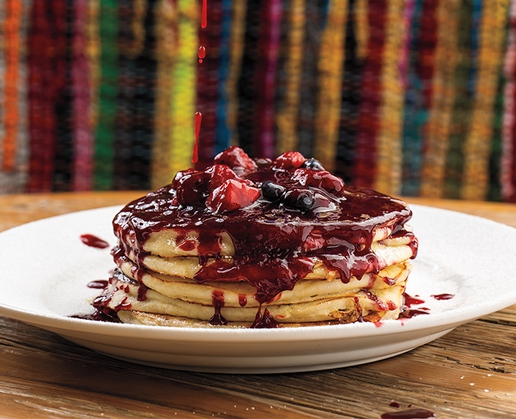 The Juanito cakes stack at Casa Calavera's La Manana Brunch at Virgin Hotels Las Vegas