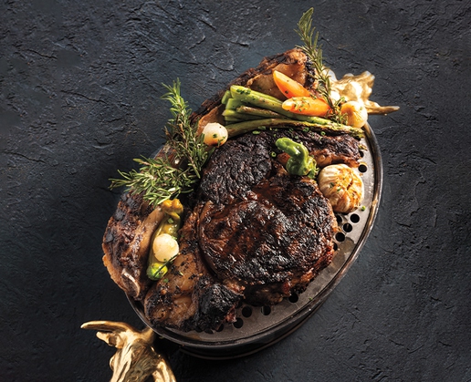 A 46-ounce Mishima tomahawk steak at Barry's Downtown Prime at Circa Resort & Casino in Las Vegas