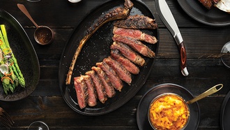 This Flamingo restaurant features both a speakeasy and a menu of classic dishes.