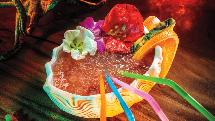 Enjoy shared cocktails like The Hurricane at Golden Monkey Tiki Lounge at Resorts World Las Vegas