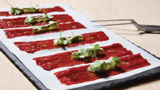 Bison carpaccio at Bazaar Meat by José Andrés at Sahara Las Vegas